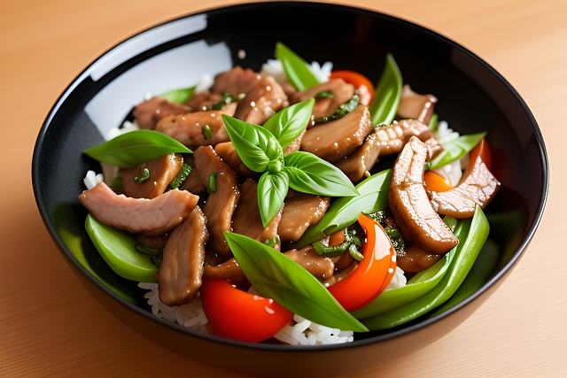 Free ai generated stir-fried basil and pork rice illustration