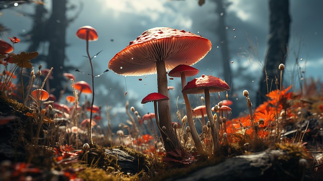 Free ai generated mushrooms toadstools illustration