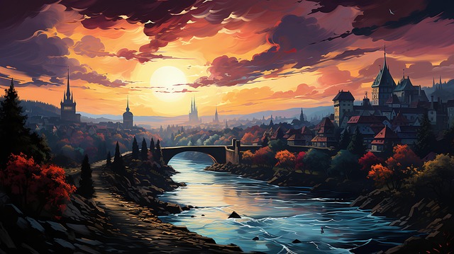 Free ai generated city autumn illustration