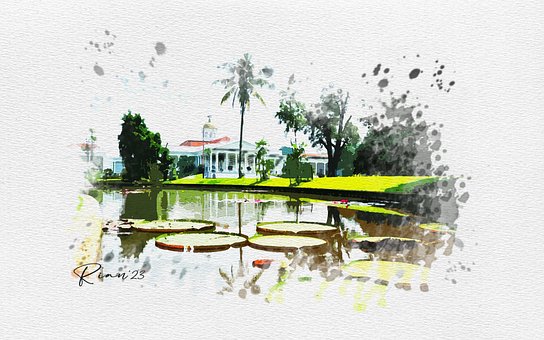 Palads, Bogor, Indonesien, Lanscape, Sø