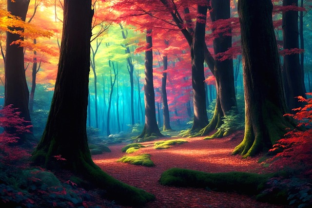 Free fall forest autumn forest illustration