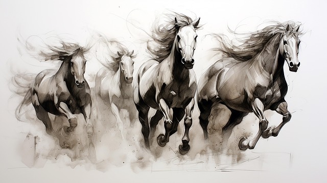 Free ai generated horses gallop illustration