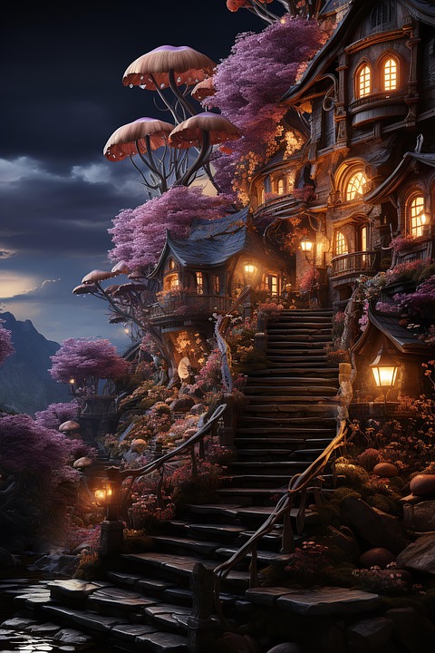 Trippy Spring Fantasy Download Fantasy, Castle, Spring. Royalty-Free Stock Illustration Image ...