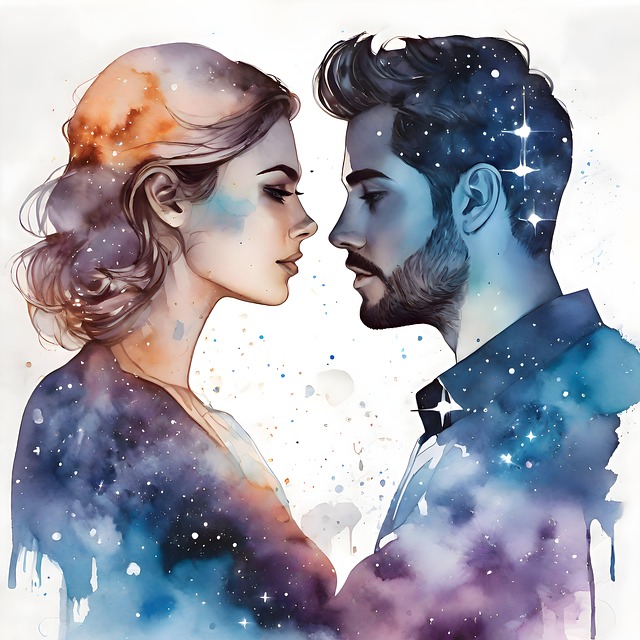 Free double exposure couple splash illustration