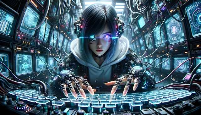 Free ai generated hacker girl illustration
