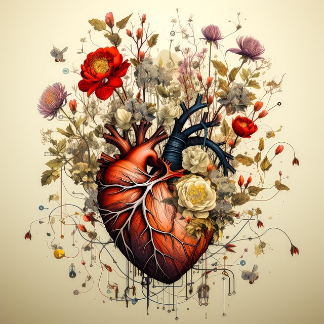 Free ai generated heart flowers illustration