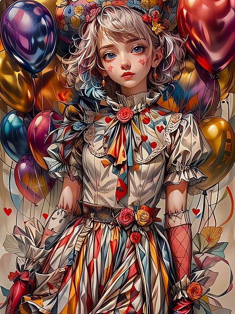 Free ai generated girl balloons illustration