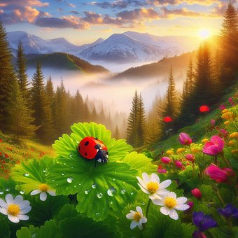 Primavera, Joaninha, Visão, Natureza