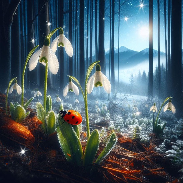 Free ai generated snowdrops flowers illustration