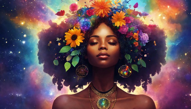 Flores, Afro, Espacio, Resumen, Trippy