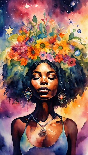 Free afro watercolor black woman illustration