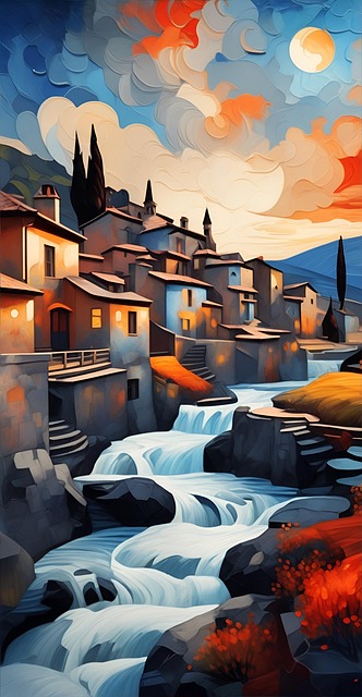 Free ai generated village houses illustration