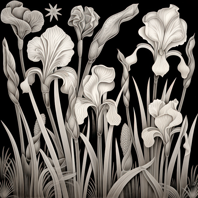 Download free HD stock image of Iris Grass Free iris grass flowers illustration