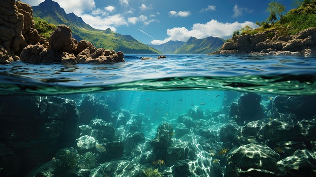 Free swimming mountains swim illustration