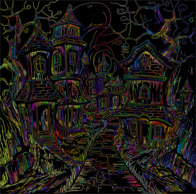 Free haunted house halloween landscape vector
