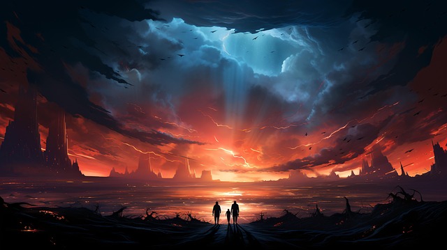 Free colorful sunset sky illustration