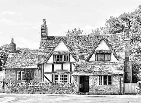 Monokrom, Hus, Bygning, Gammel, England