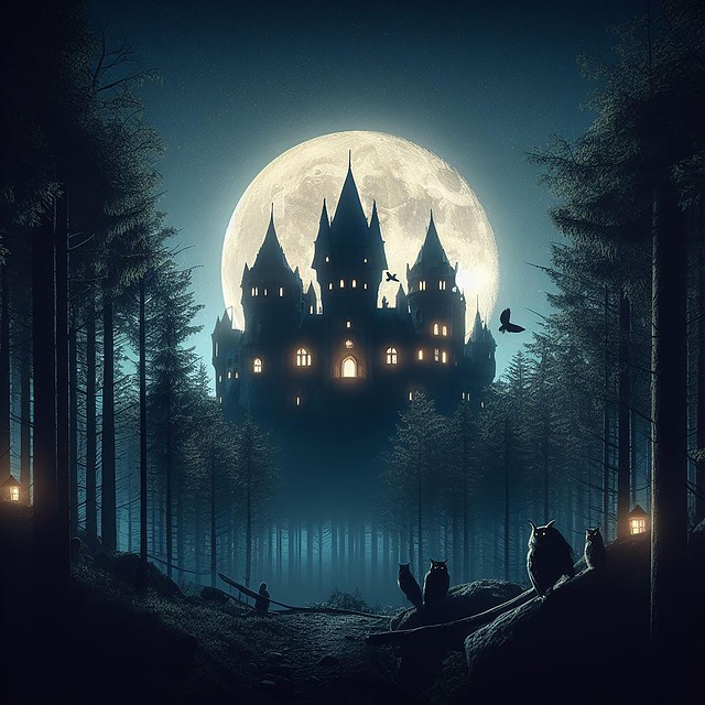 Free ai generated castle forest illustration