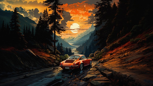 Download free HD stock image of Porsche Nature Free porsche nature mountain illustration