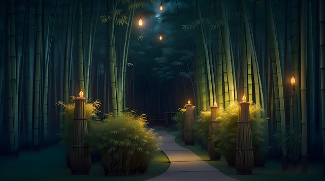 Free tranquil bamboo grove south korea illustration
