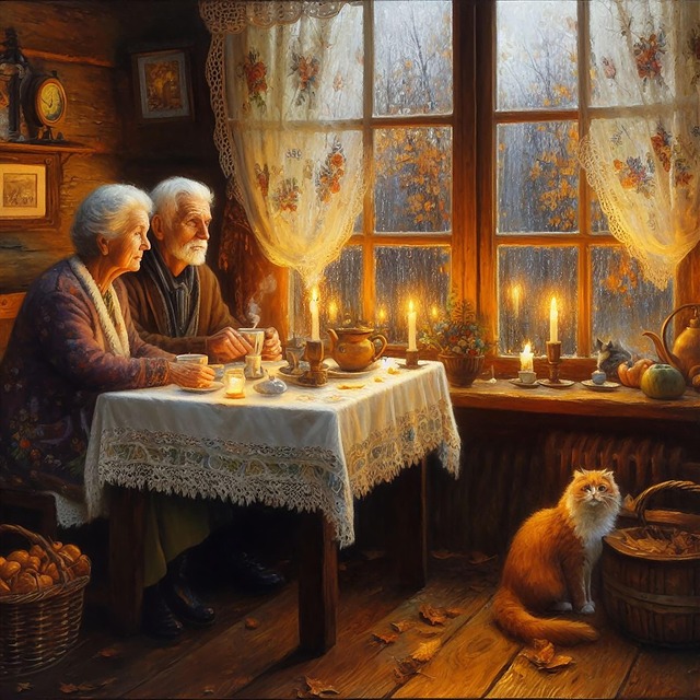 Free ai generated couple elderly illustration