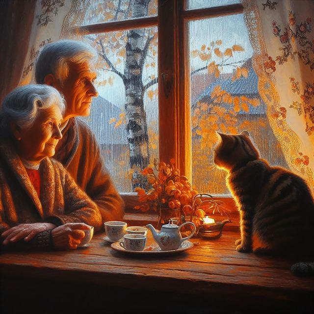 Free ai generated couple elderly illustration