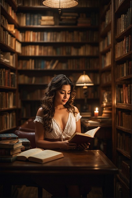 Free woman read books illustration