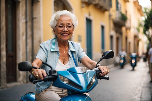 Free woman scooter moped illustration