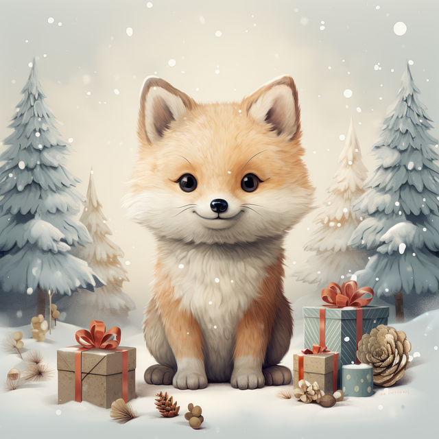 Free ai generated fox christmas illustration