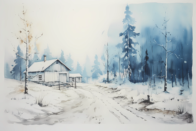 Free winter landscape snow illustration