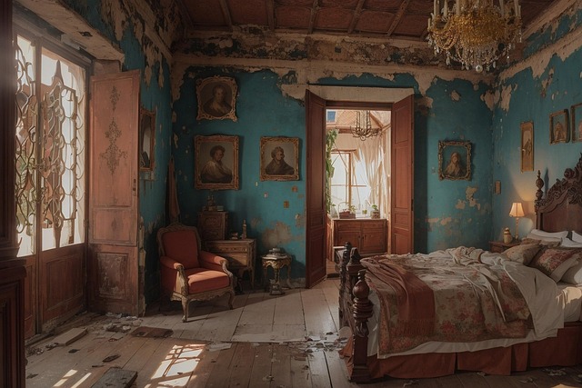 Free bedroom rustic decaying illustration
