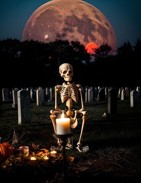 Free ai generated skeleton moon illustration
