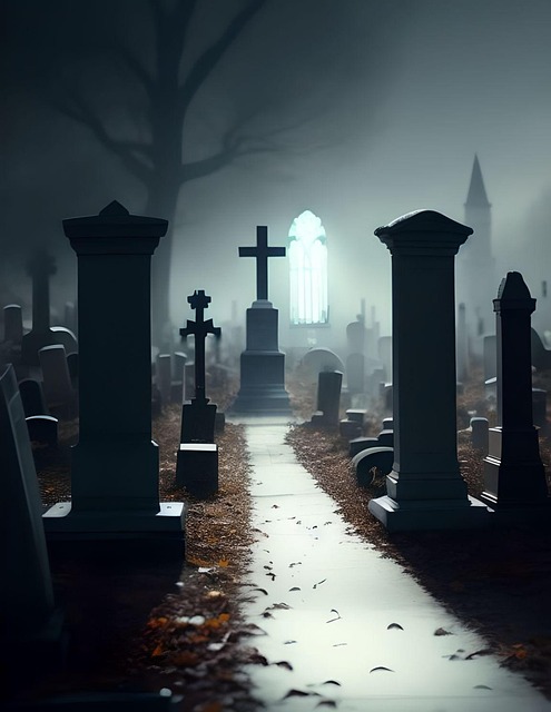 Free ai generated graveyard cemetery illustration
