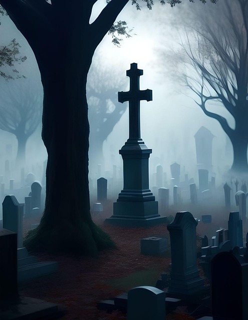 Free ai generated graveyard cemetery illustration