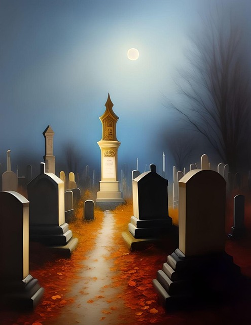 Free ai generated graveyard cemetery illustration