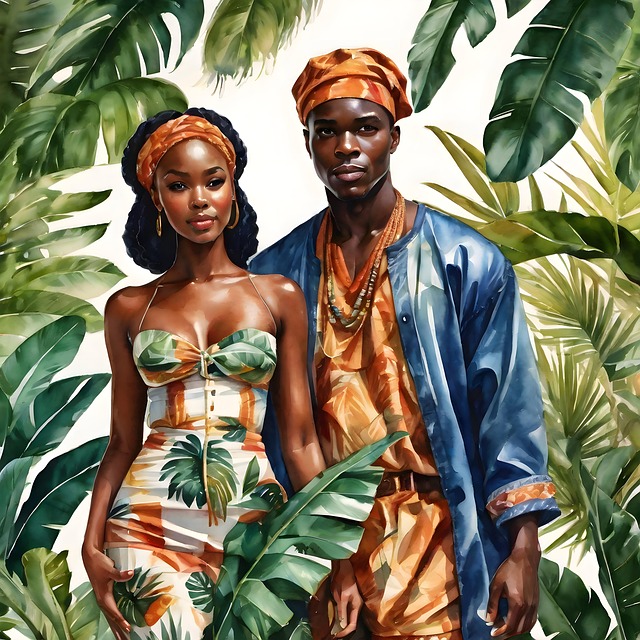Free ai generated couple african illustration