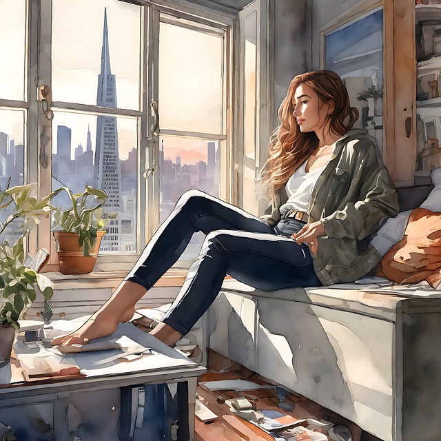 Free ai generated woman room illustration