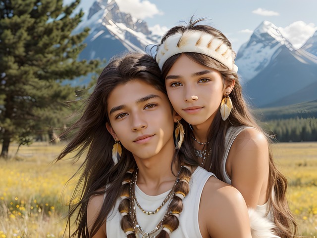 Free ai generated native american nature illustration