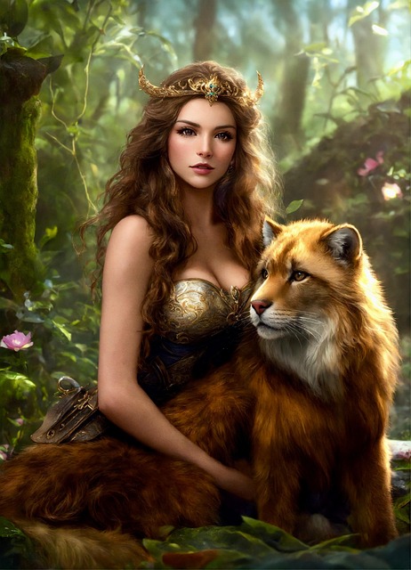Free ai generated woman forest illustration