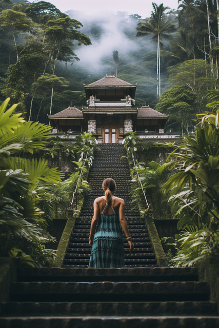 Free ai generated temple stairs illustration