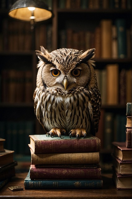 Free ai generated owl books illustration