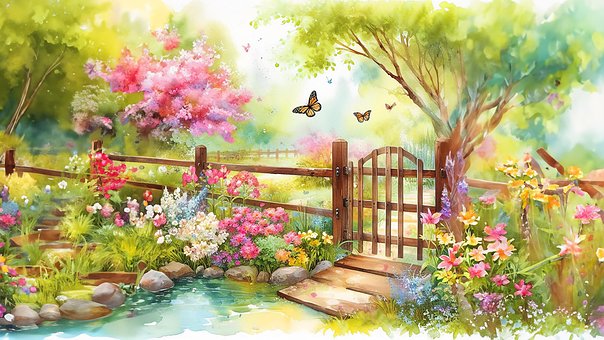 Ai Generiert, Garten, Schmetterlinge