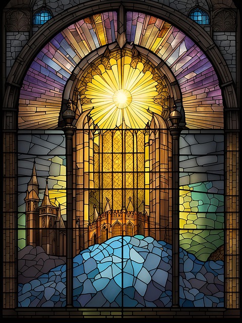 Free stained glass window artistic illustration