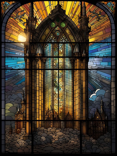 Free stained glass window artistic illustration