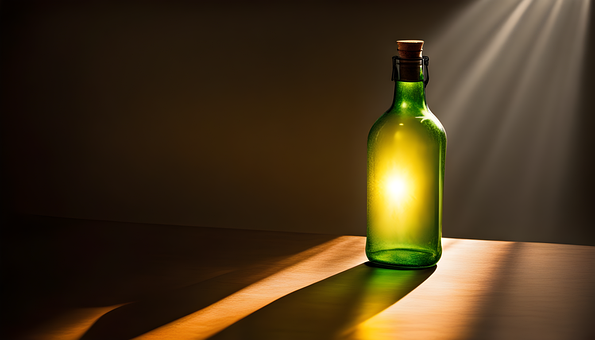 Flasche, Grün, Licht, Strahlen