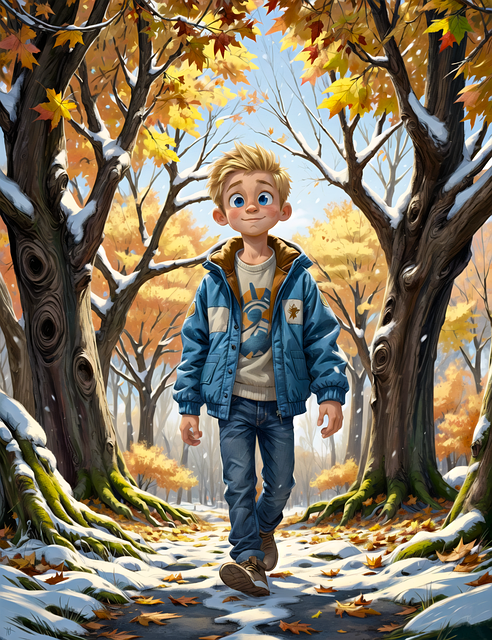 Free boy walk nature illustration