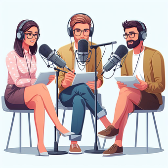 Ai Generiert, Podcast, Karikatur, Vlog
