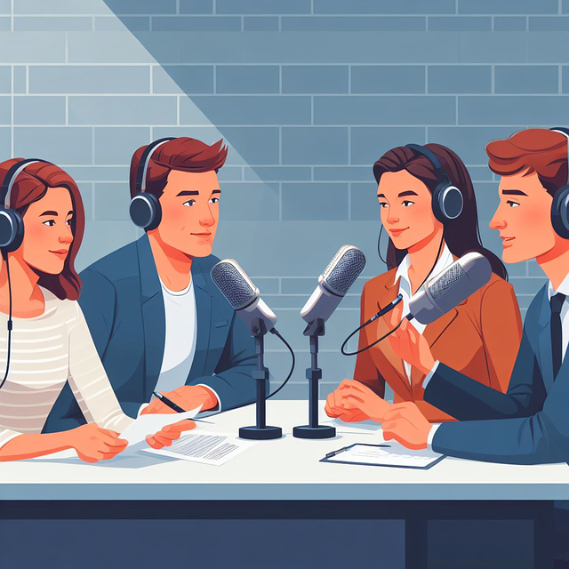 Free ai generated podcast cartoon illustration