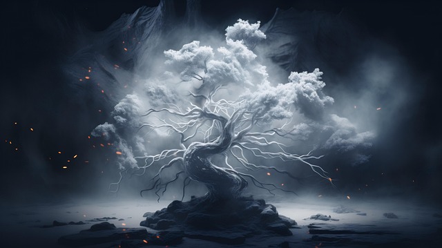 Árbol, Cueva, Fumar, Híper Realista