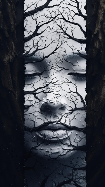 Free woman tattered hair tree illustration